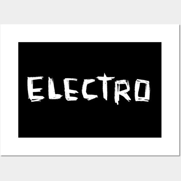 Electro Music White on Black Hand Writing Wall Art by badlydrawnbabe